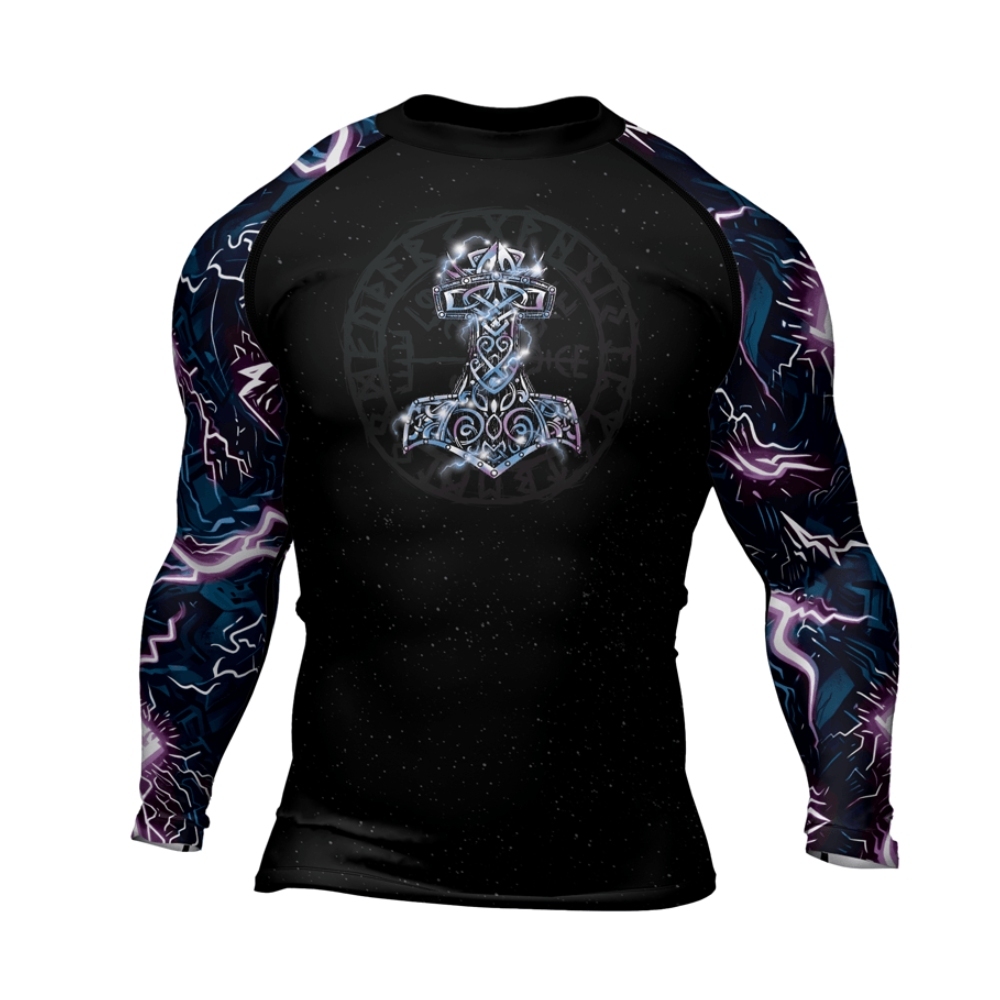 Thor And Mjolnir Mens Long Sleeve Compression Shirt