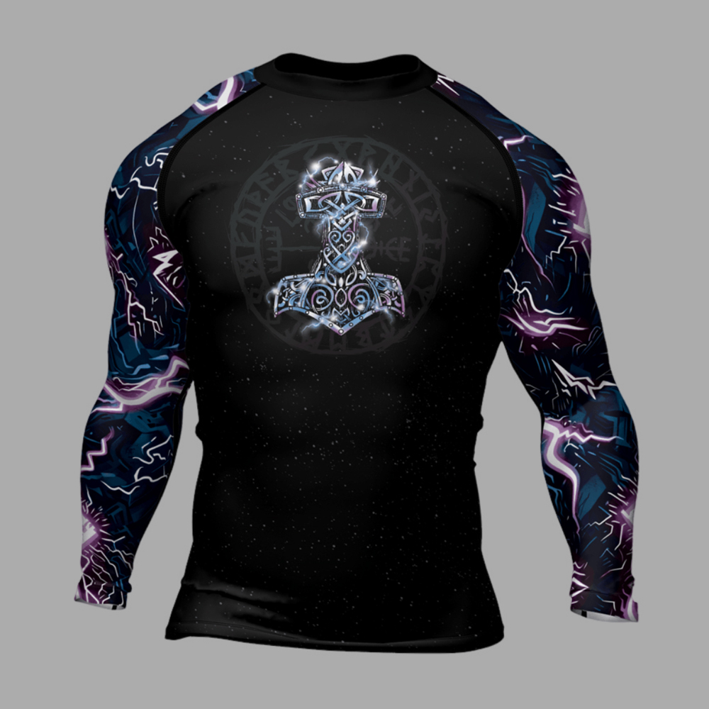 Thor And Mjolnir Mens Long Sleeve Compression Shirt