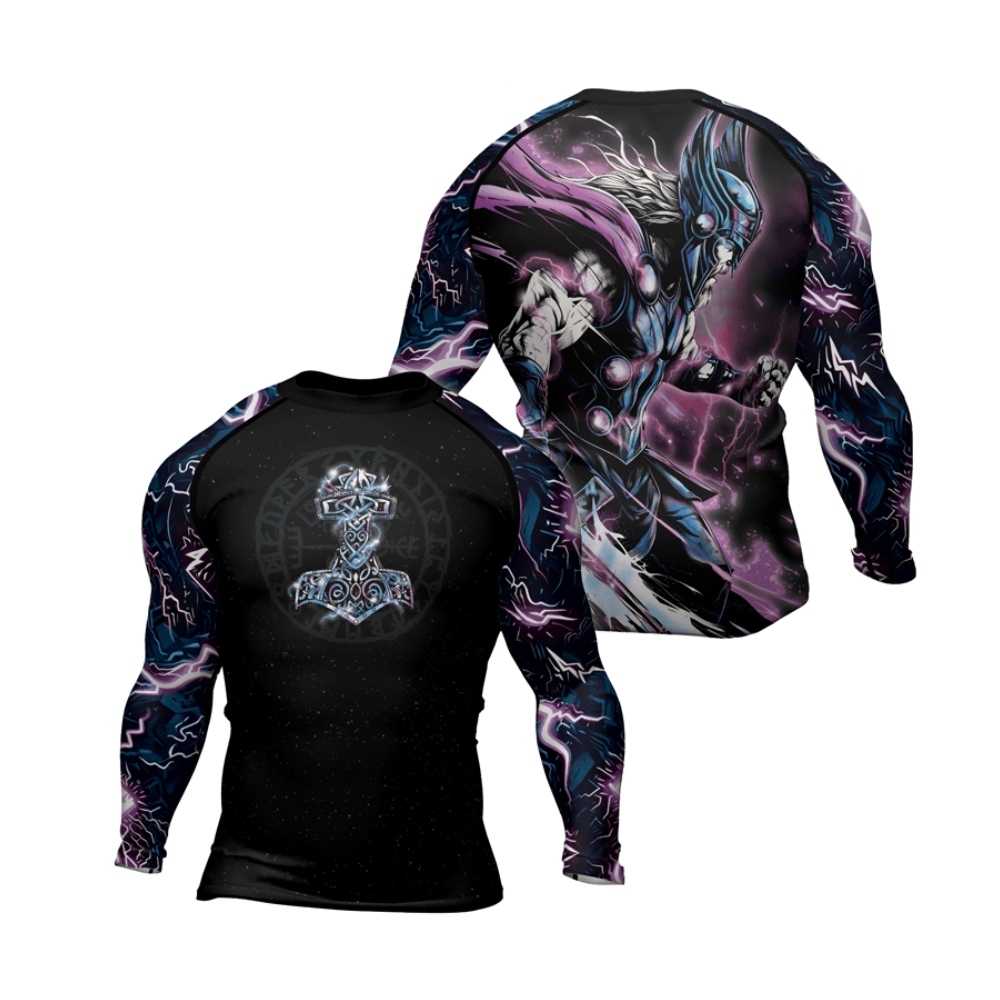 Thor And Mjolnir Mens Long Sleeve Compression Shirt