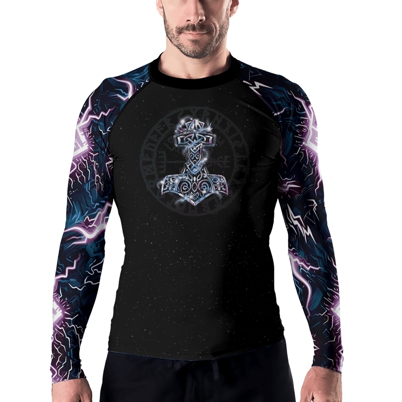 Thor And Mjolnir Mens Long Sleeve Compression Shirt