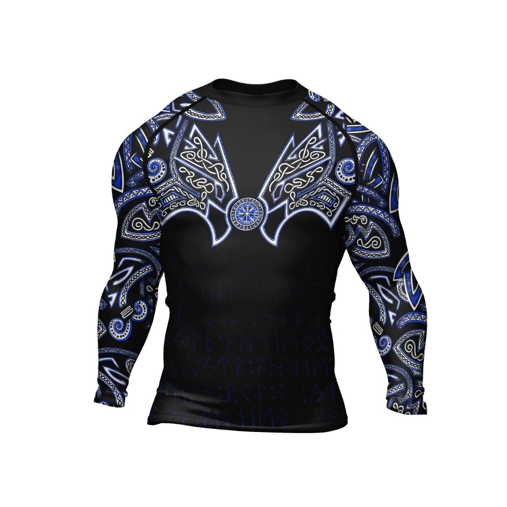 Thors Hammer Blue Mens Long Sleeve Compression Shirt