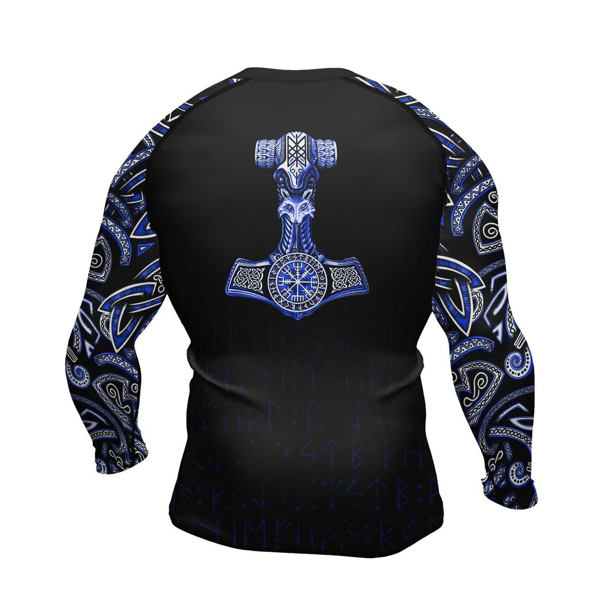 Thors Hammer Blue Mens Long Sleeve Compression Shirt