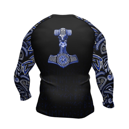 Thors Hammer Blue Mens Long Sleeve Compression Shirt