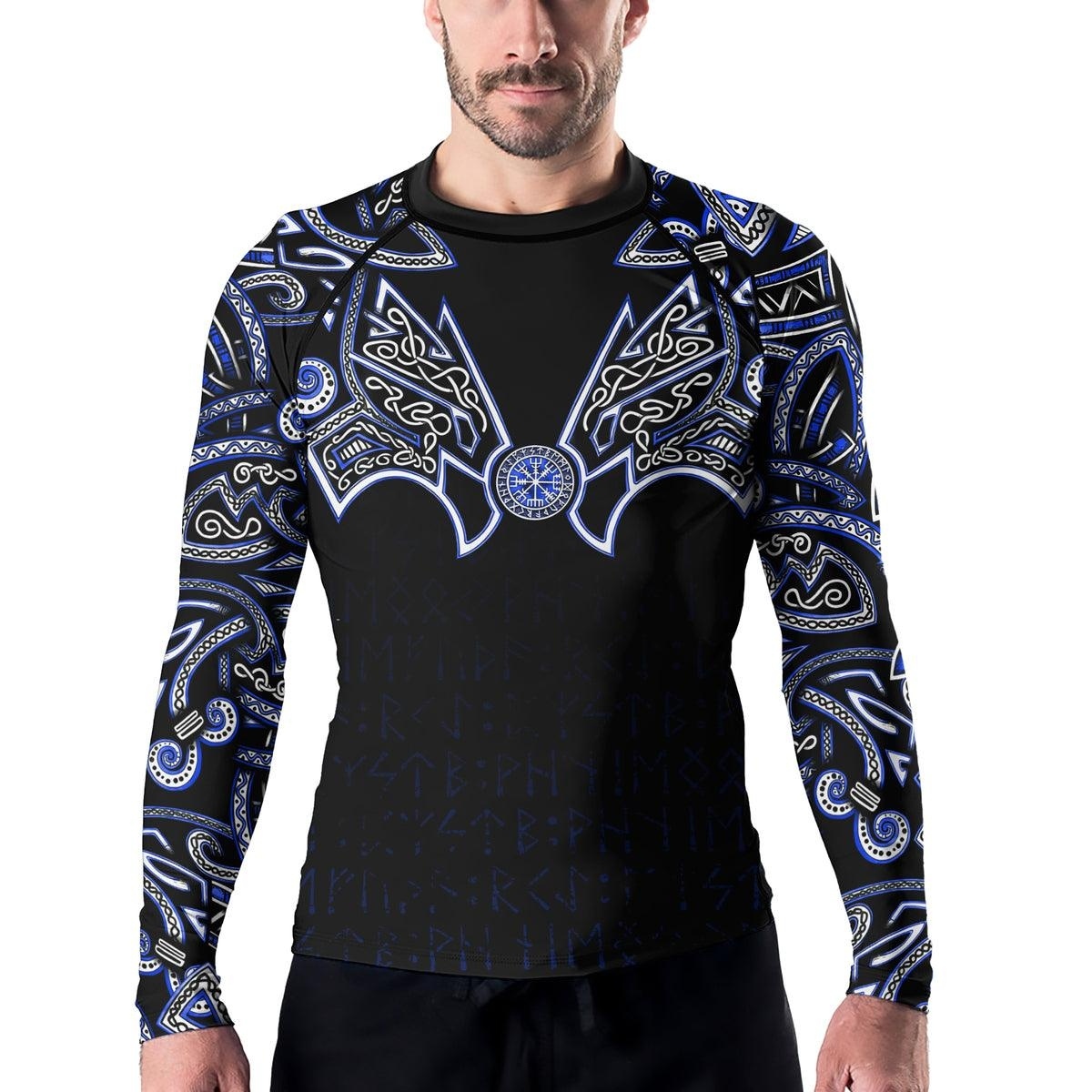 Thors Hammer Blue Mens Long Sleeve Compression Shirt