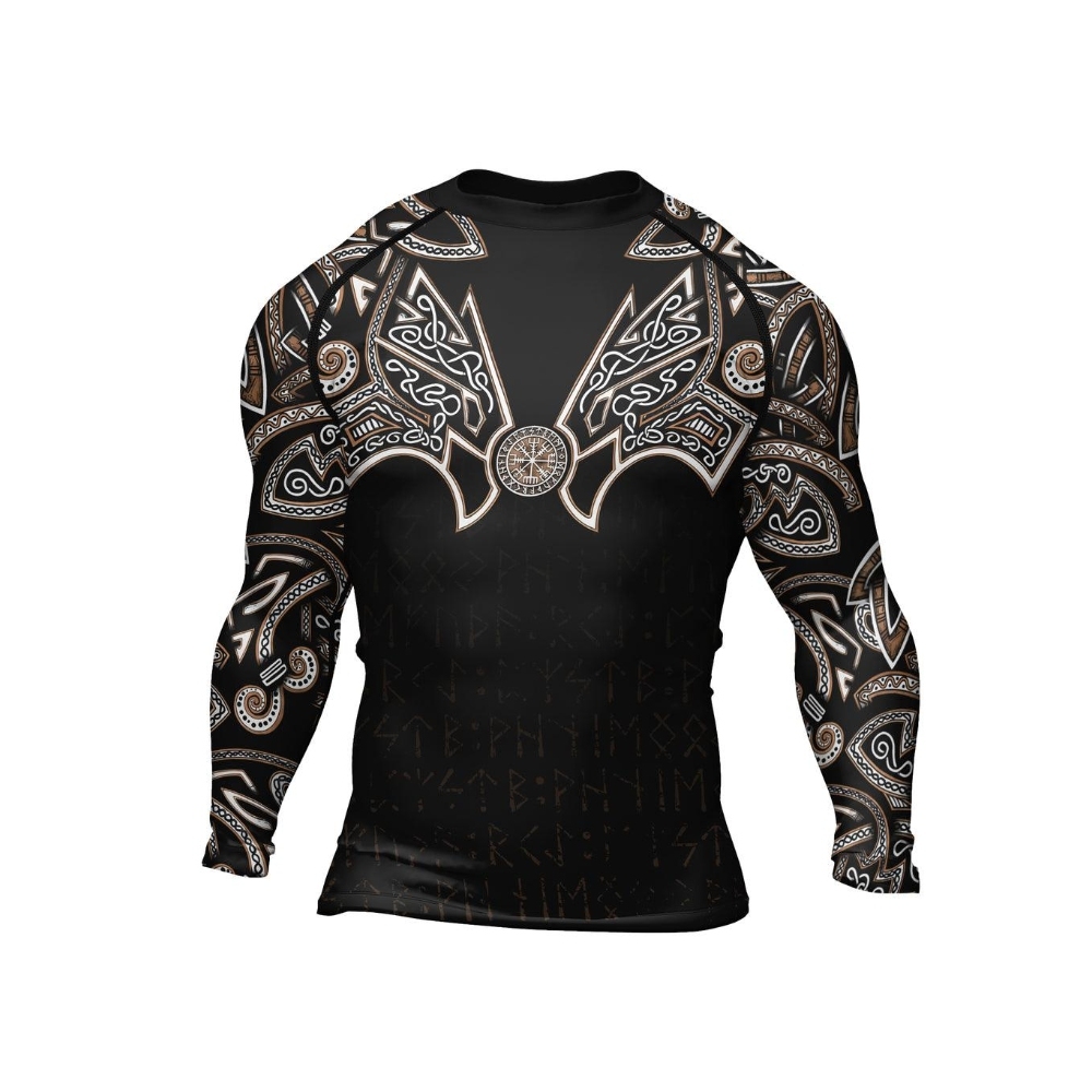 Thors Hammer Golden Mens Long Sleeve Compression Shirt