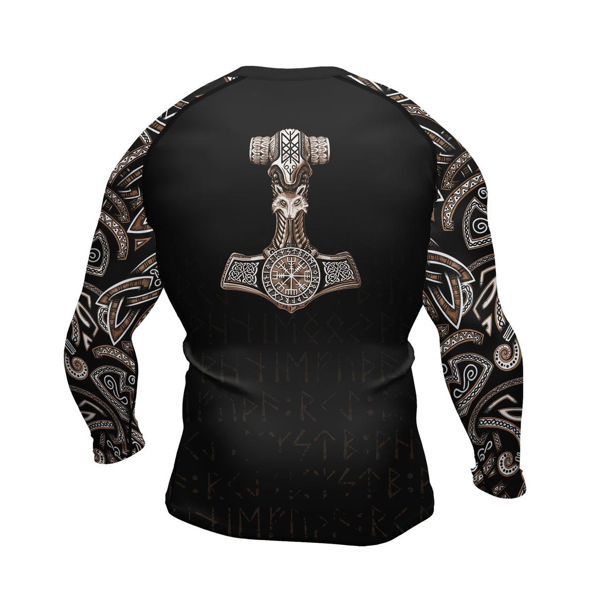 Thors Hammer Golden Mens Long Sleeve Compression Shirt
