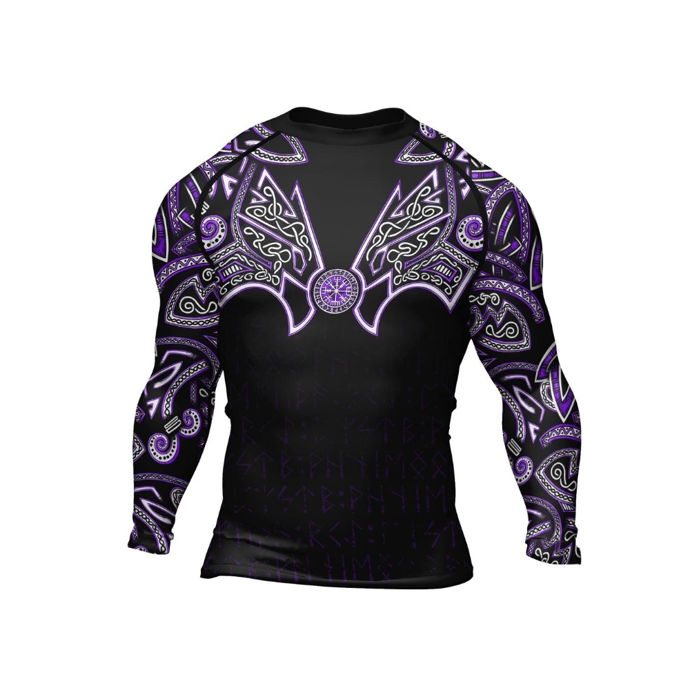 Thors Hammer Purple Mens Long Sleeve Compression Shirt