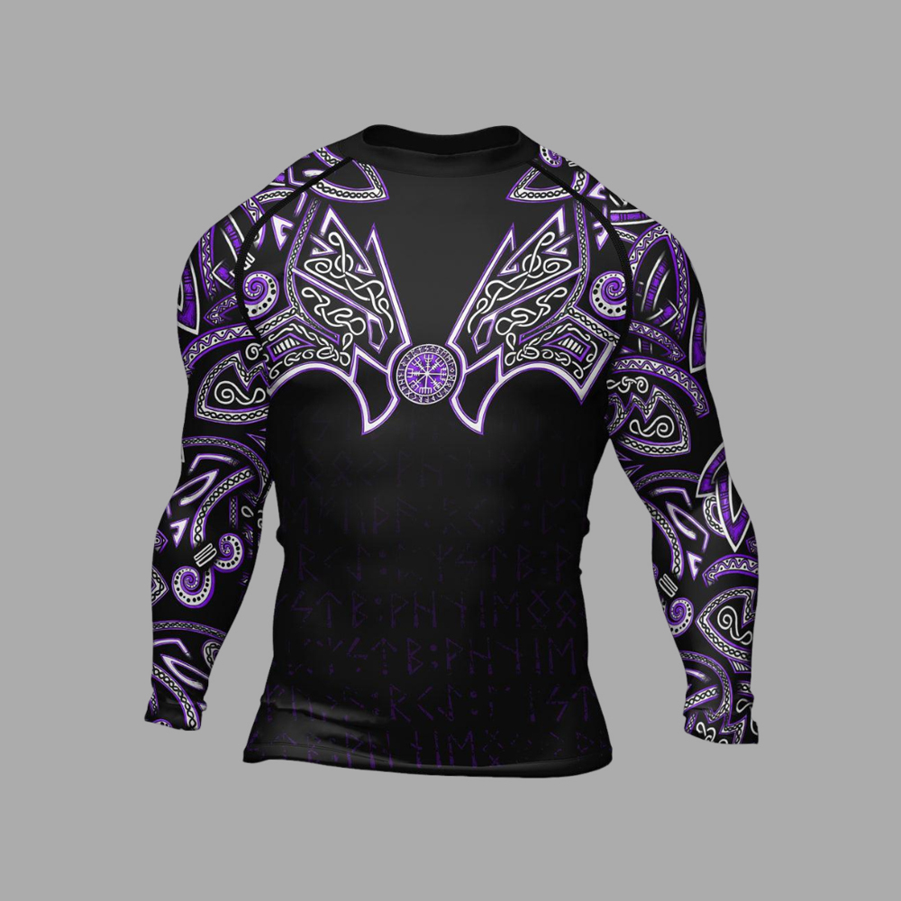 Thors Hammer Purple Mens Long Sleeve Compression Shirt