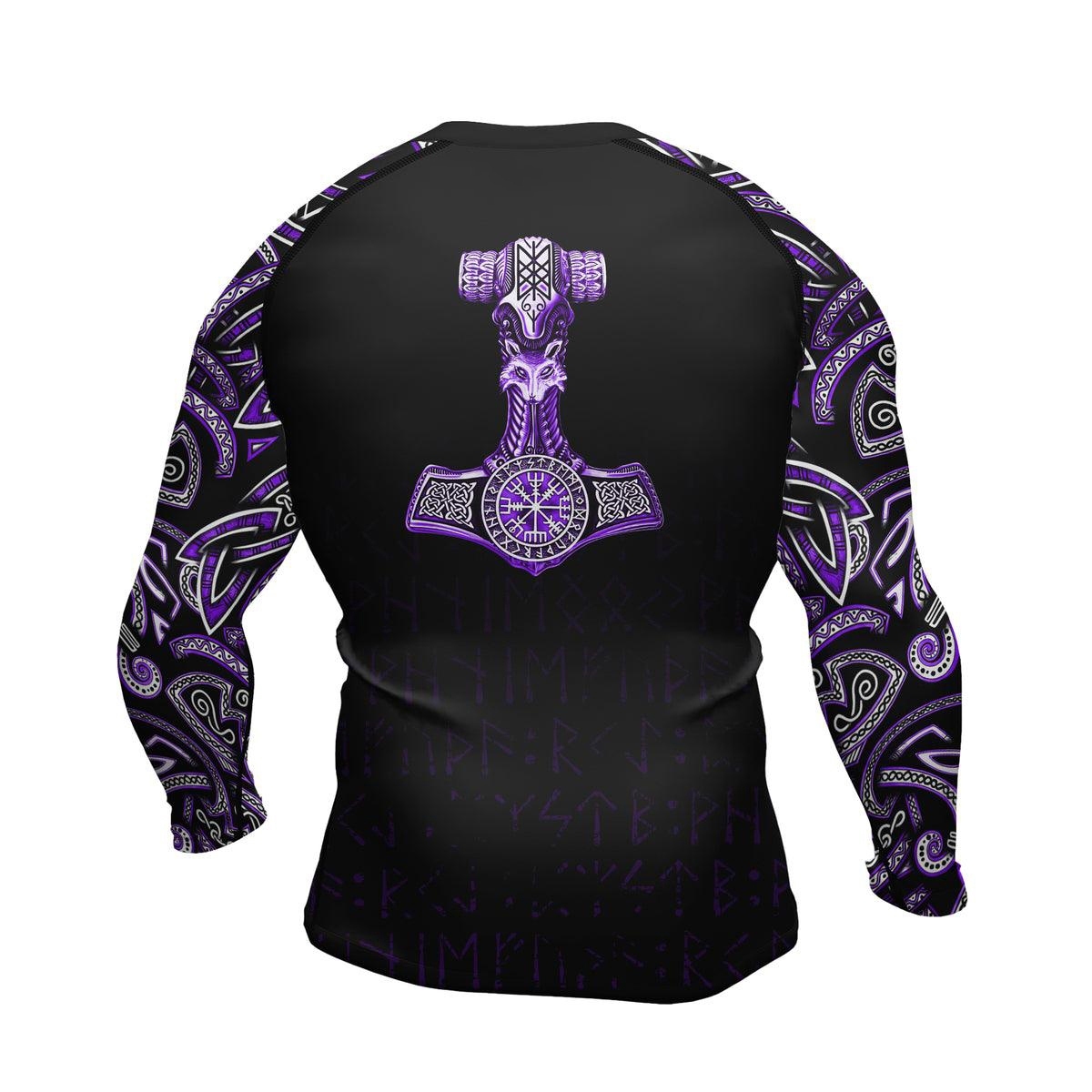 Thors Hammer Purple Mens Long Sleeve Compression Shirt