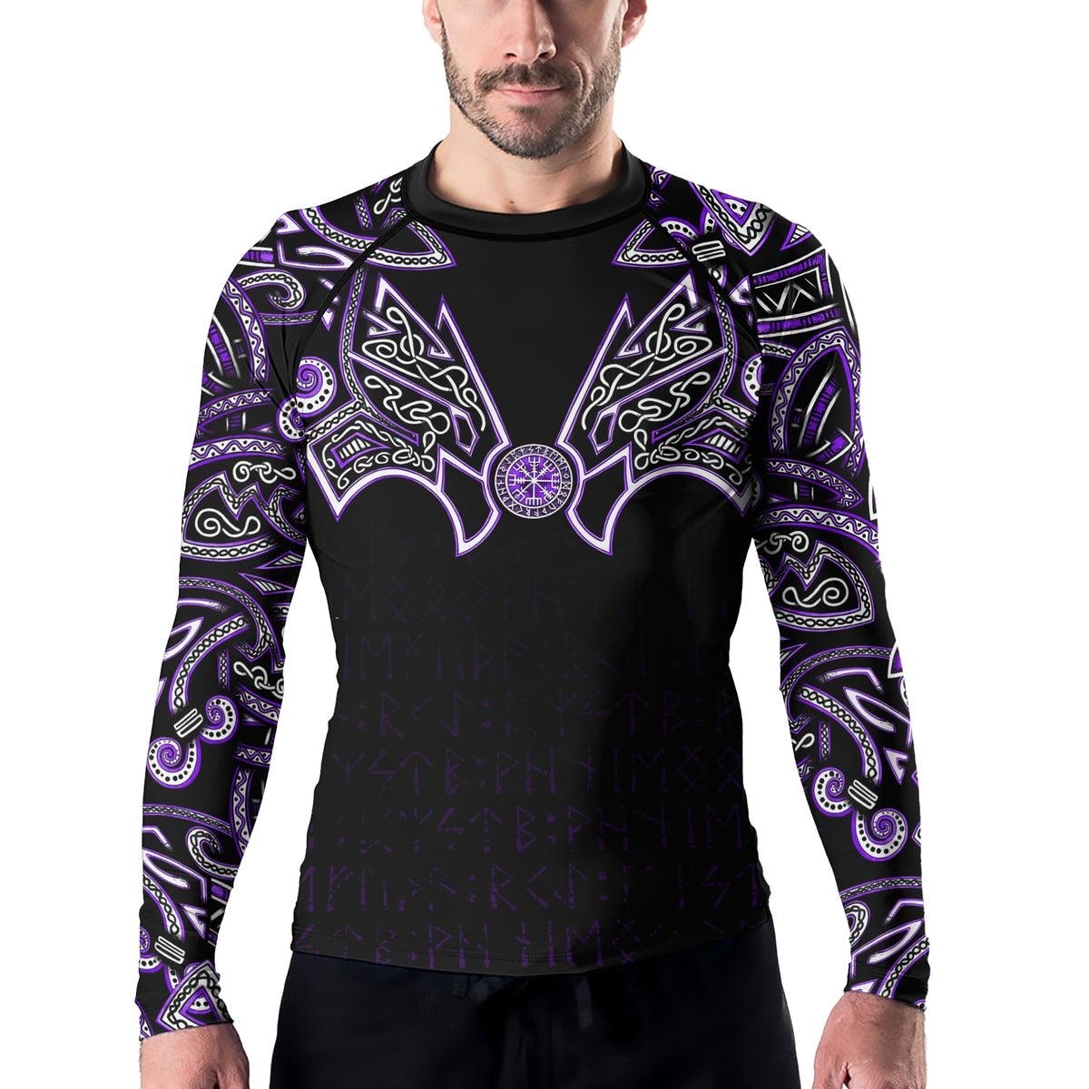 Thors Hammer Purple Mens Long Sleeve Compression Shirt