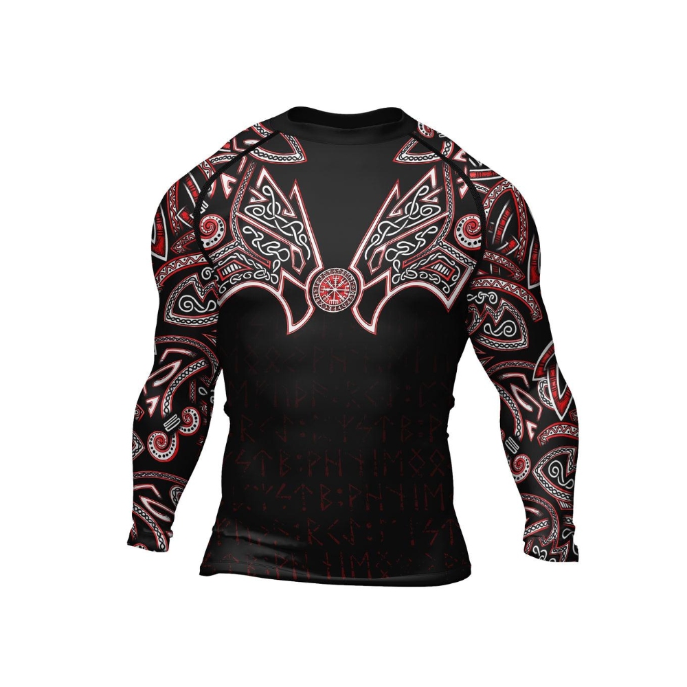 Thors Hammer Red Mens Long Sleeve Compression Shirt