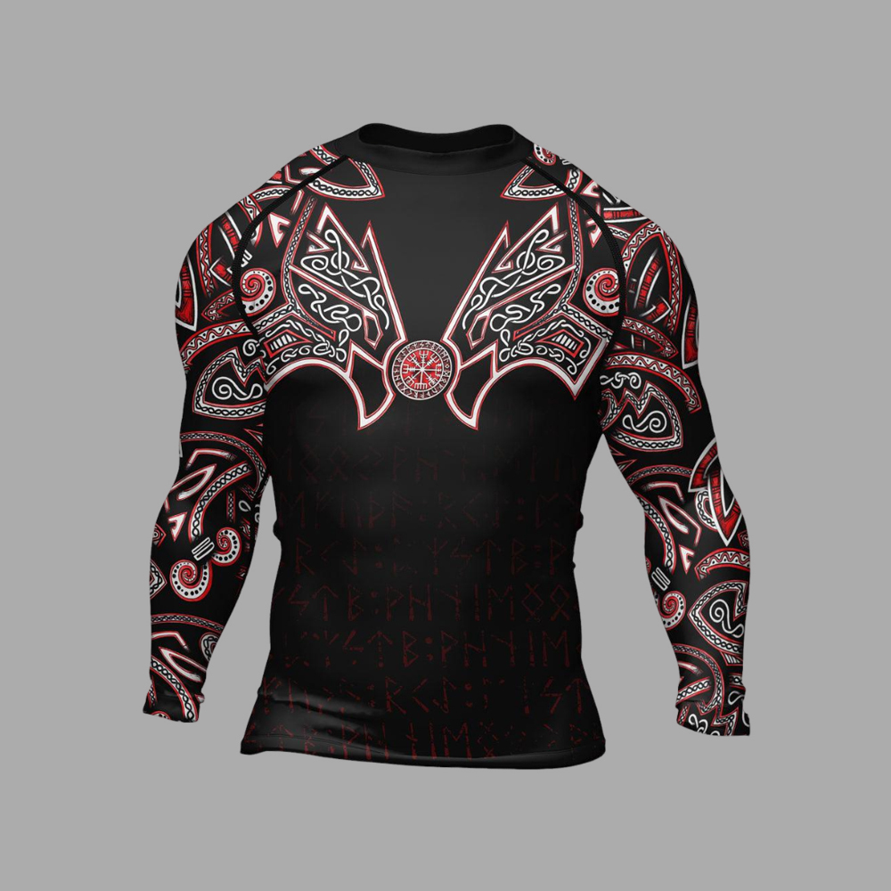 Thors Hammer Red Mens Long Sleeve Compression Shirt