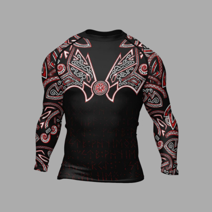 Thors Hammer Red Mens Long Sleeve Compression Shirt