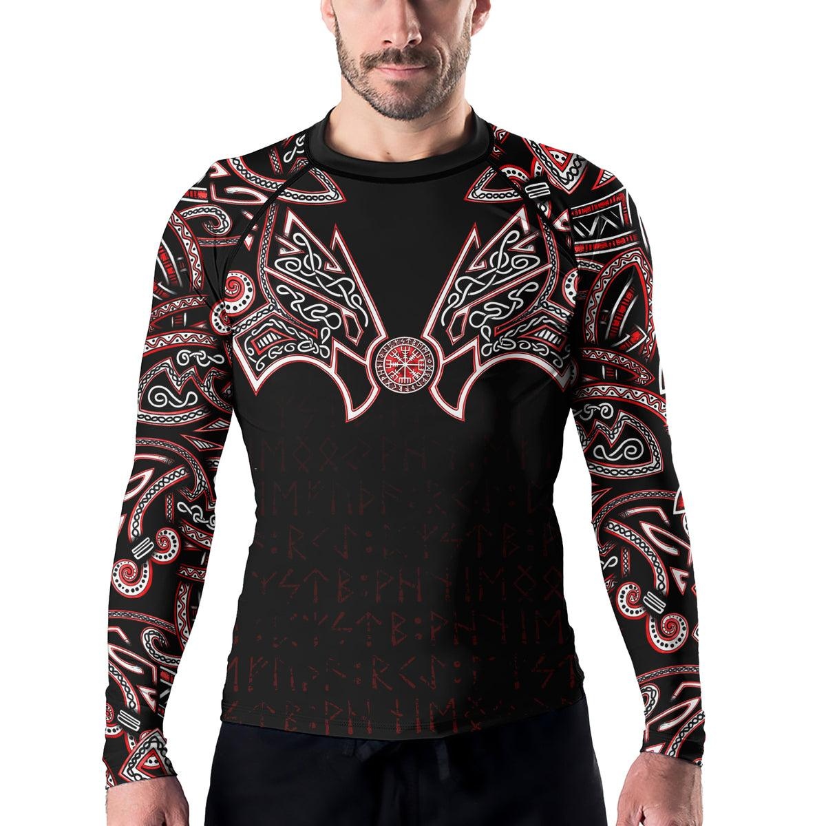 Thors Hammer Red Mens Long Sleeve Compression Shirt