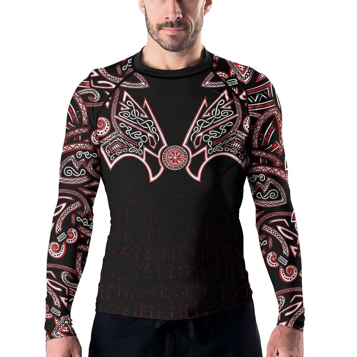 Thors Hammer Red Mens Long Sleeve Compression Shirt