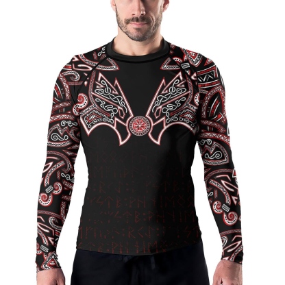 Thors Hammer Red Mens Long Sleeve Compression Shirt