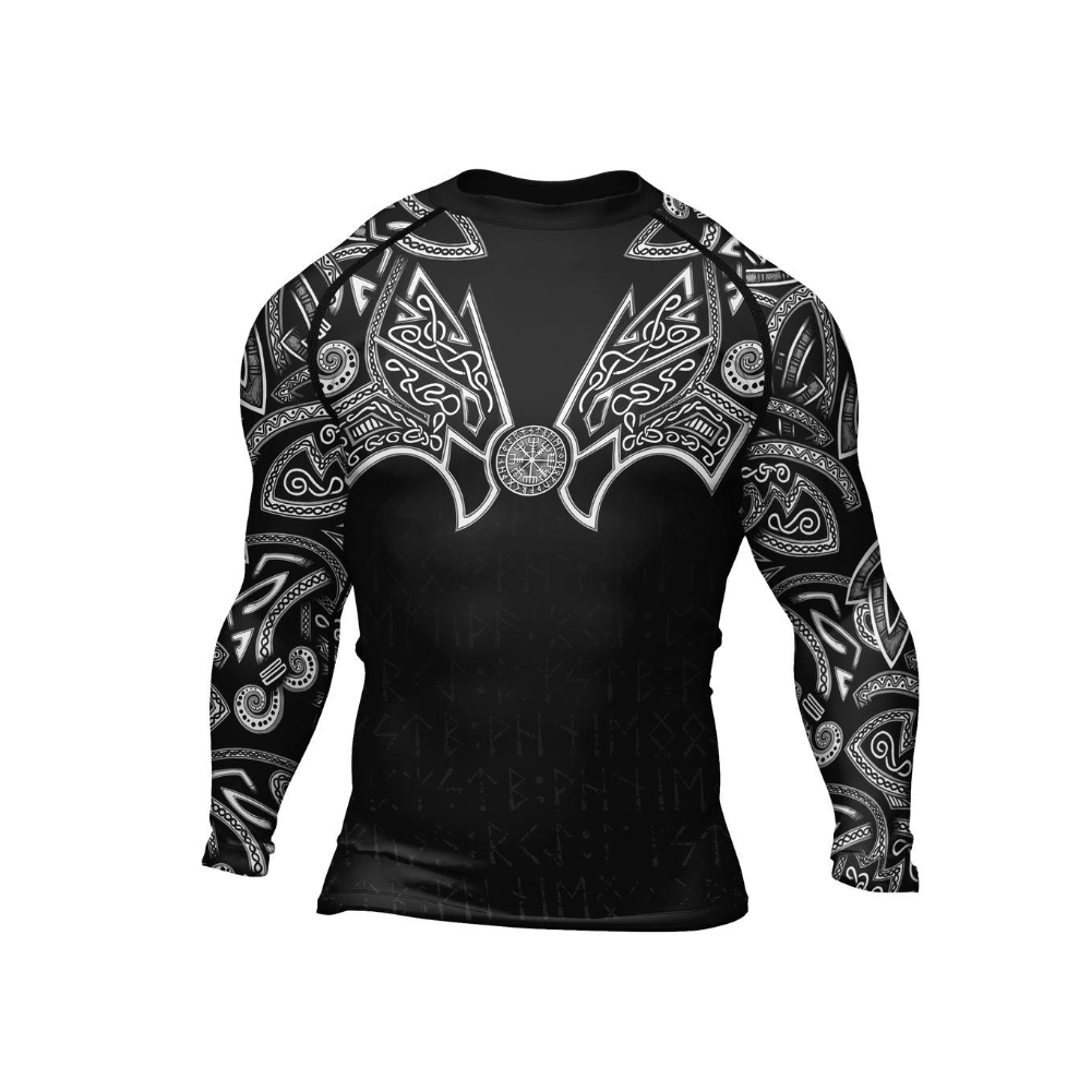 Thors Hammer Silver Mens Long Sleeve Compression Shirt