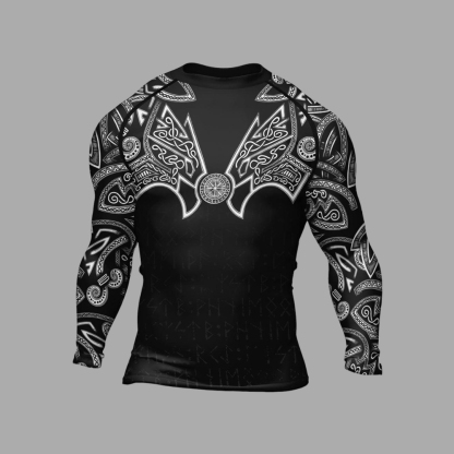 Thors Hammer Silver Mens Long Sleeve Compression Shirt