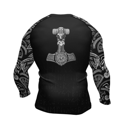 Thors Hammer Silver Mens Long Sleeve Compression Shirt