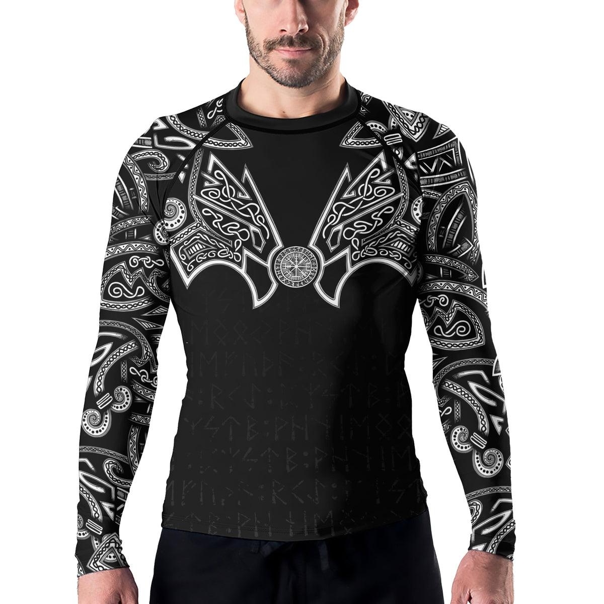 Thors Hammer Silver Mens Long Sleeve Compression Shirt