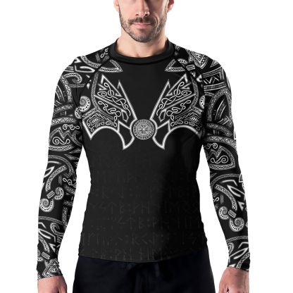 Thors Hammer Silver Mens Long Sleeve Compression Shirt