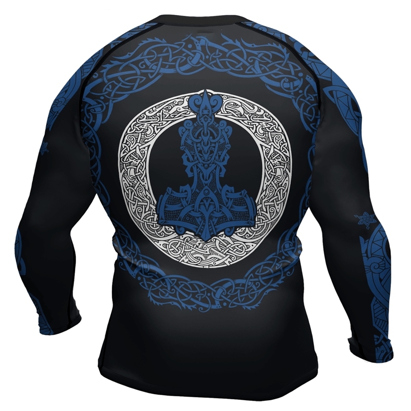 Thors Mighty Hammer Blue Mens Long Sleeve Compression Shirt