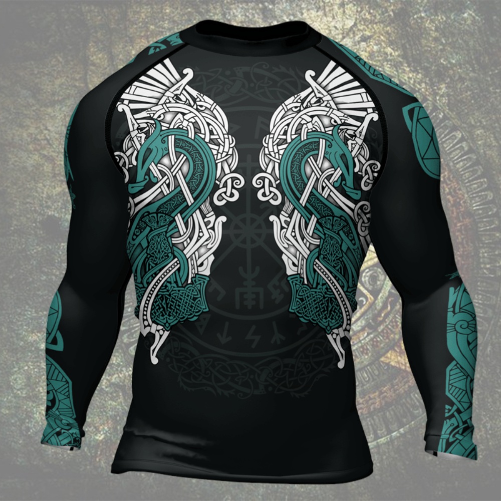 Thors Mighty Hammer Green Mens Long Sleeve Compression Shirt