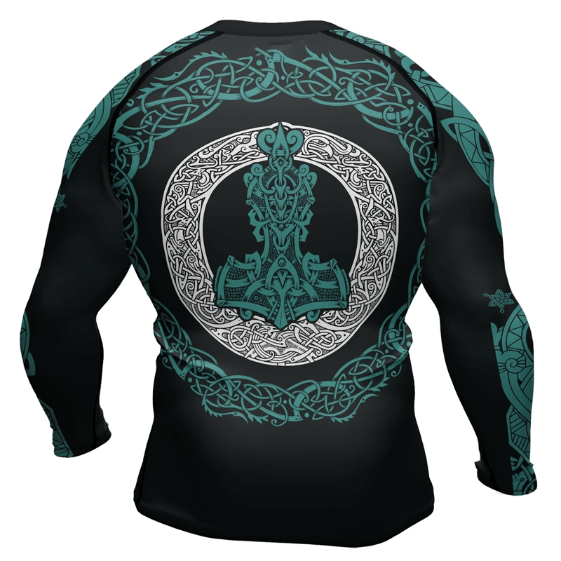Thors Mighty Hammer Green Mens Long Sleeve Compression Shirt