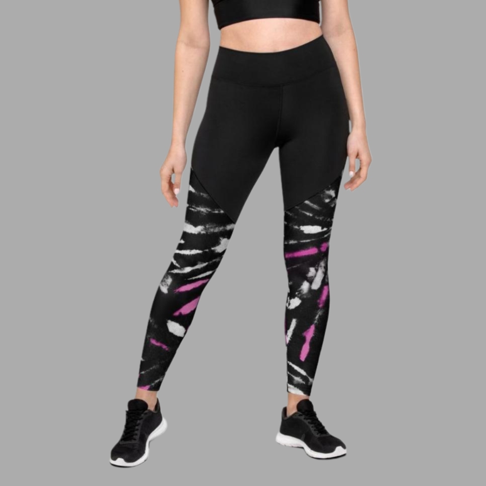 Tie Dye Black Women Compression Legging