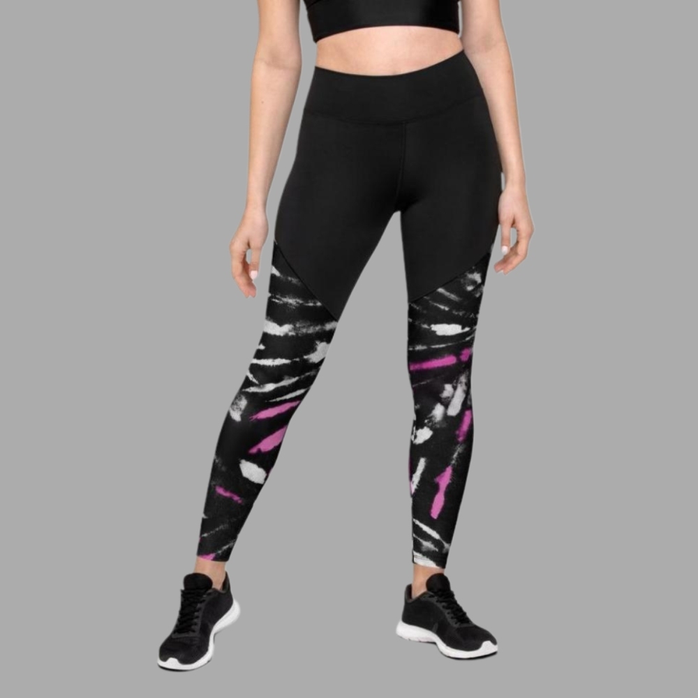 Tie Dye Black Women Compression Legging