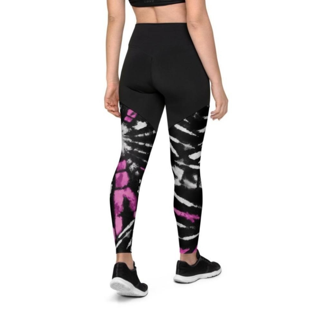 Tie Dye Black Women Compression Legging