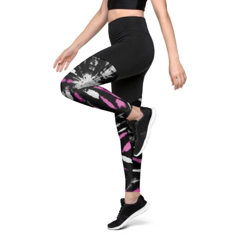 Tie Dye Black Women Compression Legging