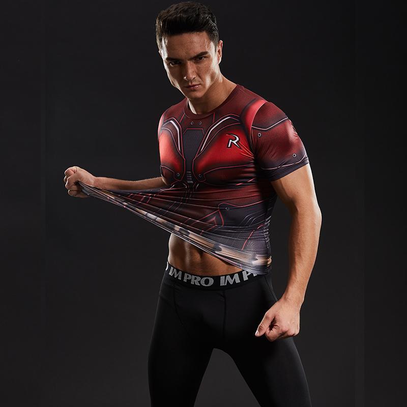 Todd Short Sleeve Red Compression Shirt For Men