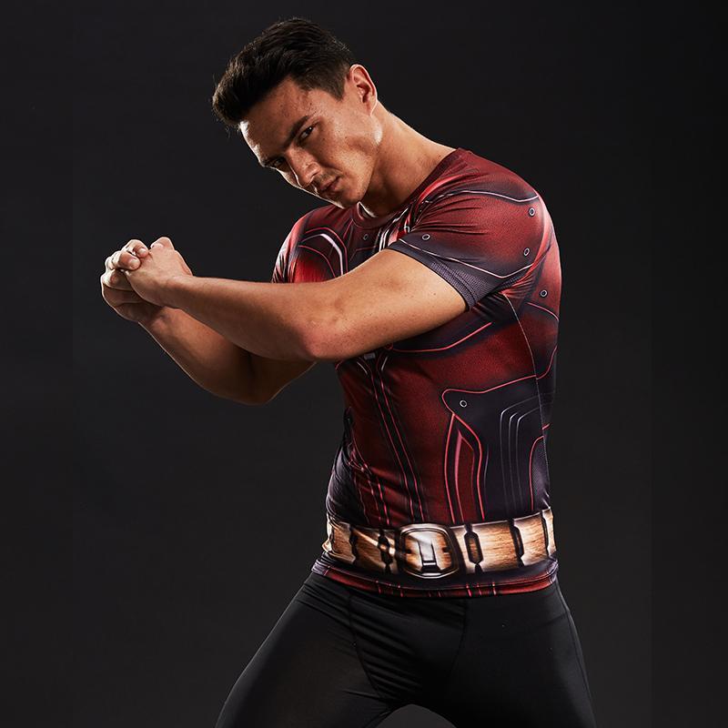 Todd Short Sleeve Red Compression Shirt For Men