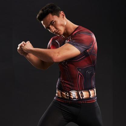 Todd Short Sleeve Red Compression Shirt For Men