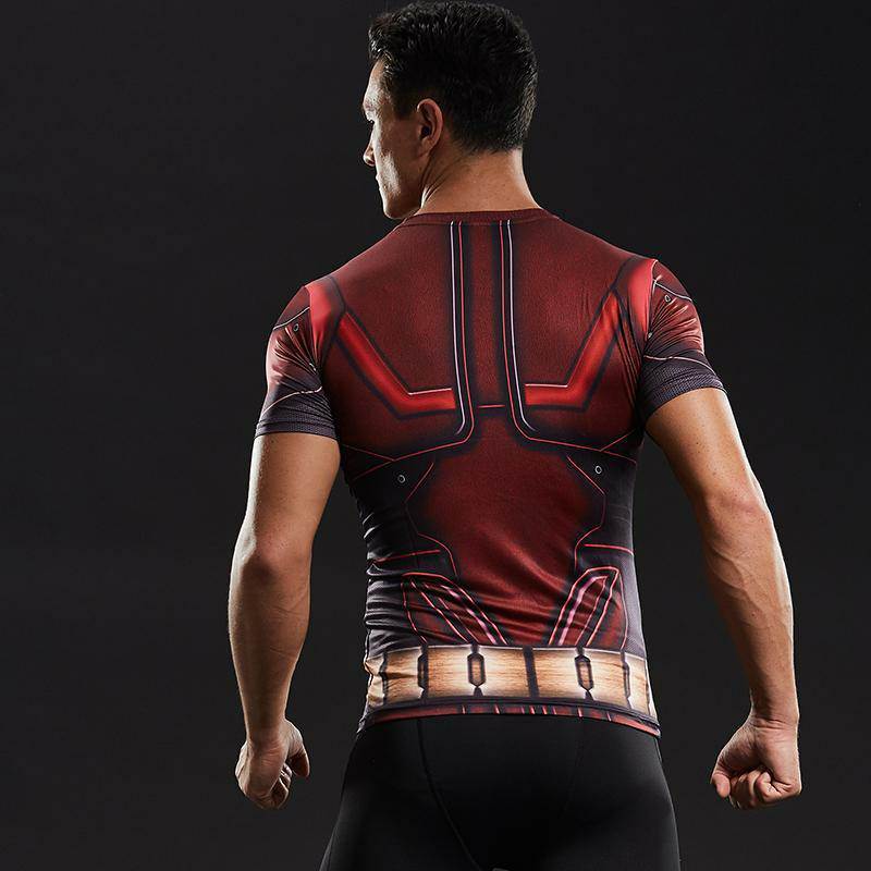 Todd Short Sleeve Red Compression Shirt For Men