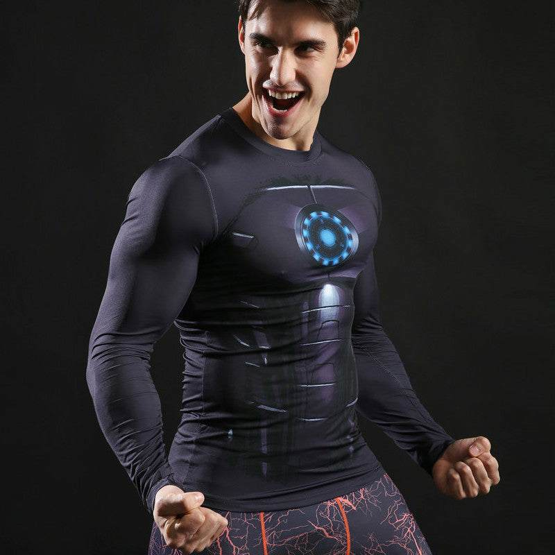Tony Stark Long Sleeve Gym Compression Shirt For Men
