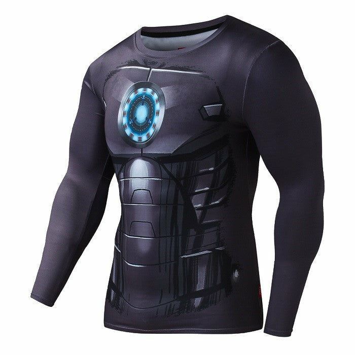 Tony Stark Long Sleeve Gym Compression Shirt For Men