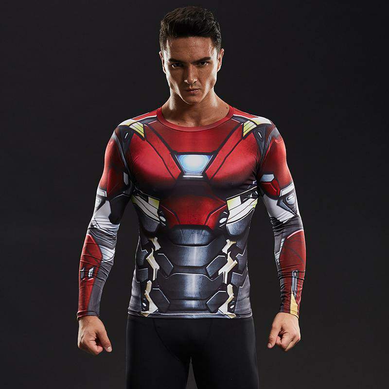 Tony Stark Man Long Sleeve Compression Shirt For Men