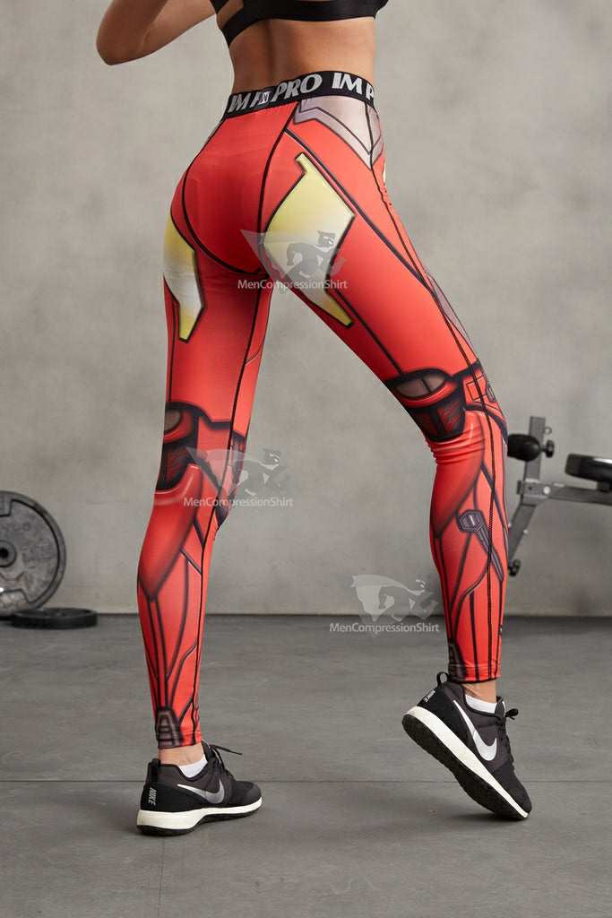 Tony Stark Red Gym Compression Leggingspants For Women