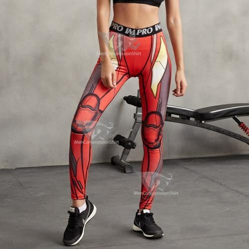 Tony Stark Red Gym Compression Leggingspants For Women