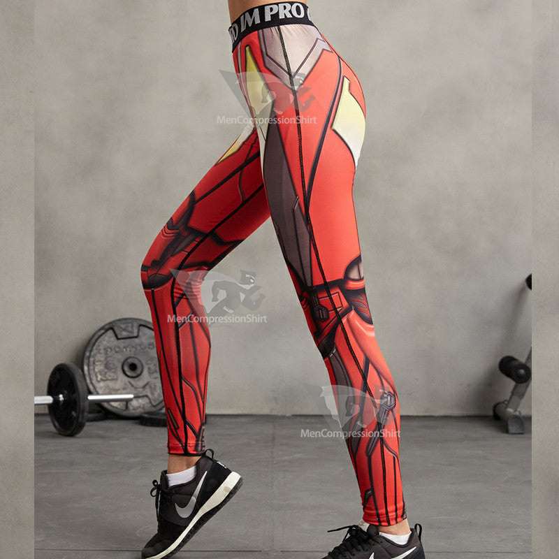 Tony Stark Red Gym Compression Leggingspants For Women