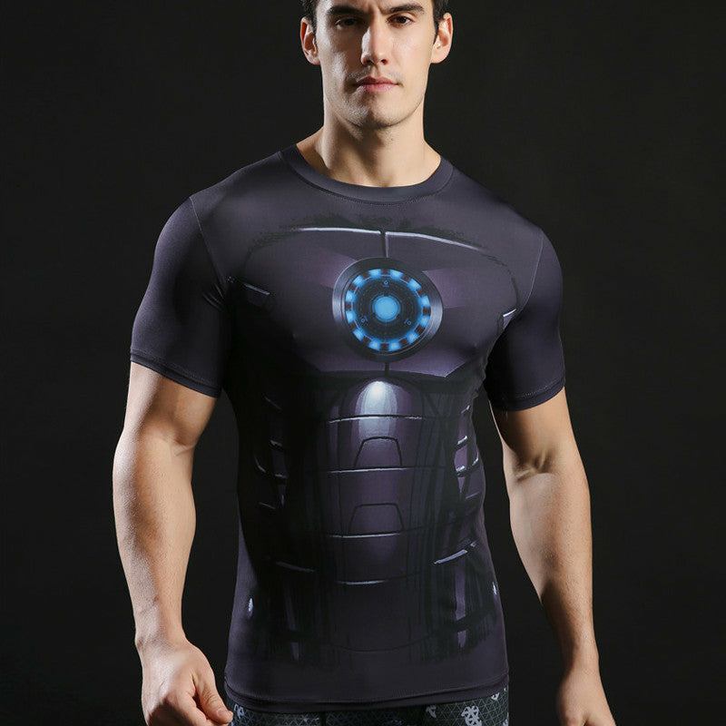 Tony Stark Short Sleeve Man Compression Shirt
