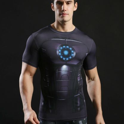 Tony Stark Short Sleeve Man Compression Shirt