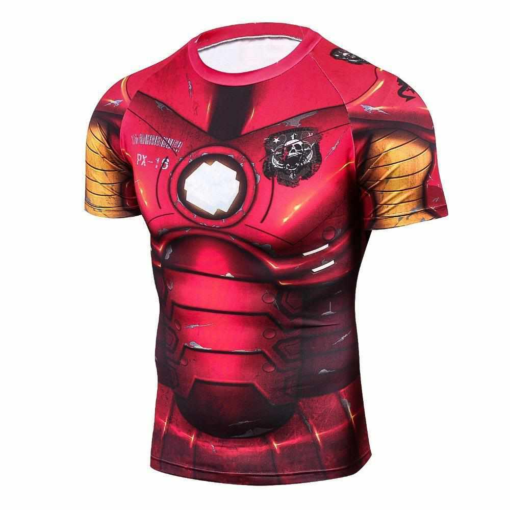 Tony Stark Short Sleeve Red Compression Shirt For Men