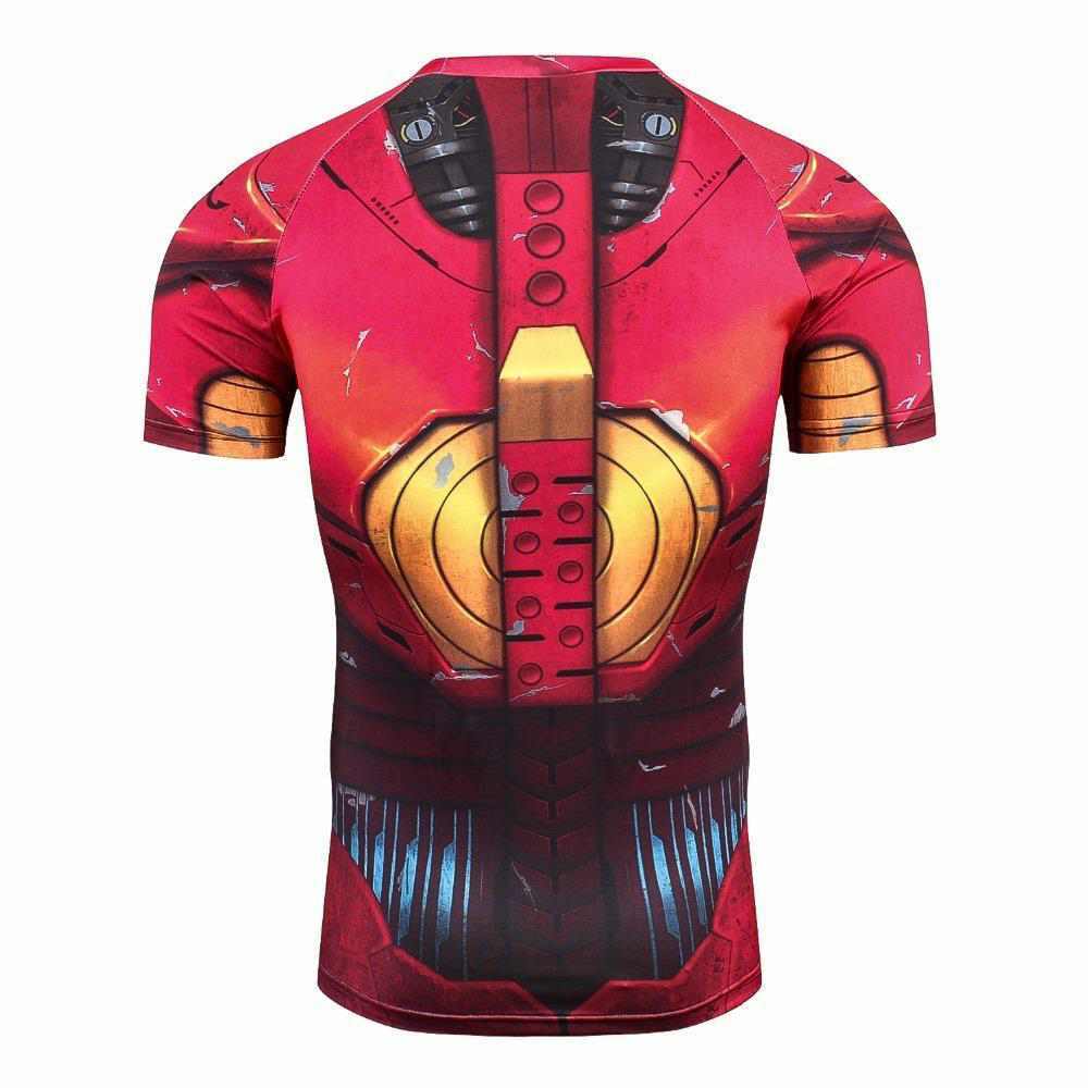 Tony Stark Short Sleeve Red Compression Shirt For Men