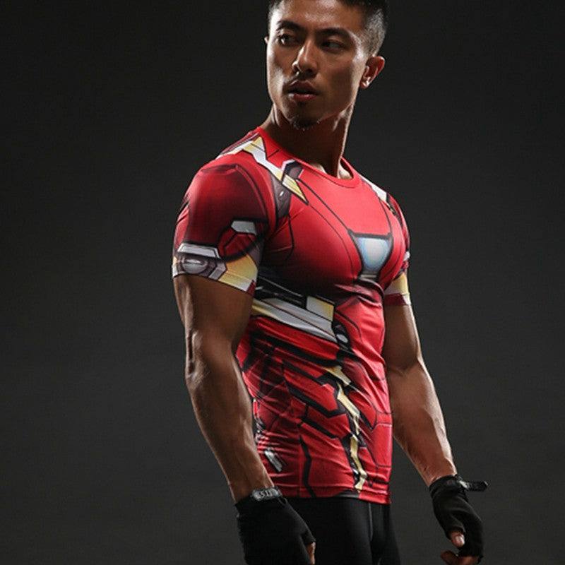 Tony Stark Short Sleeves Red Compression Shirt For Men