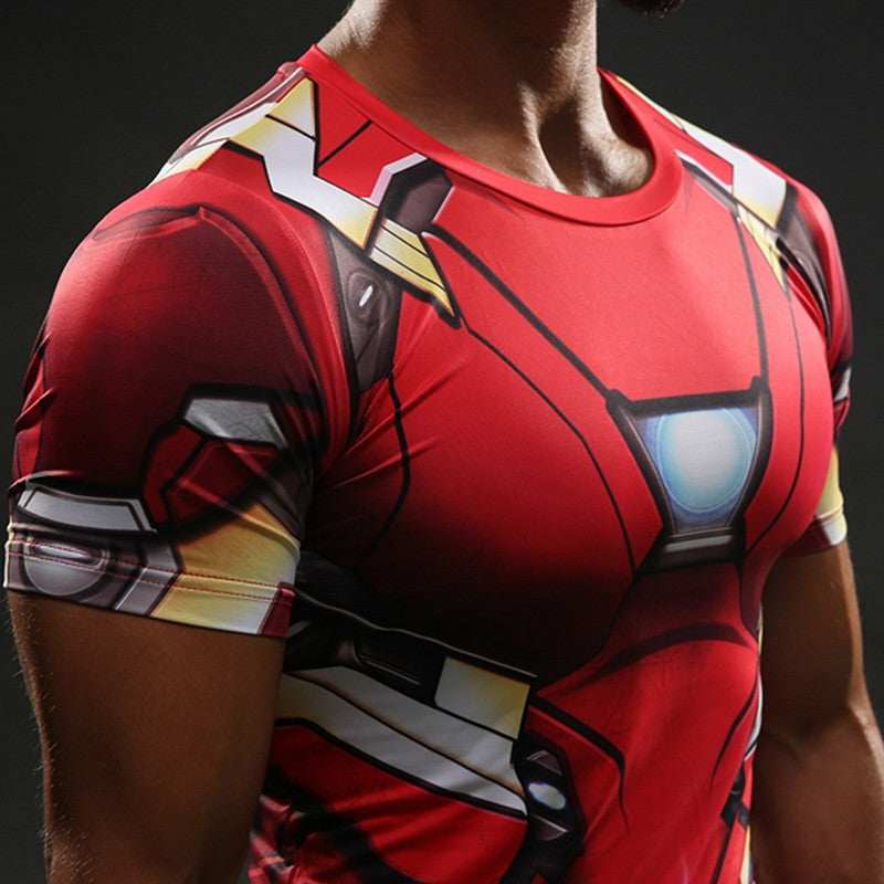 Tony Stark Short Sleeves Red Compression Shirt For Men