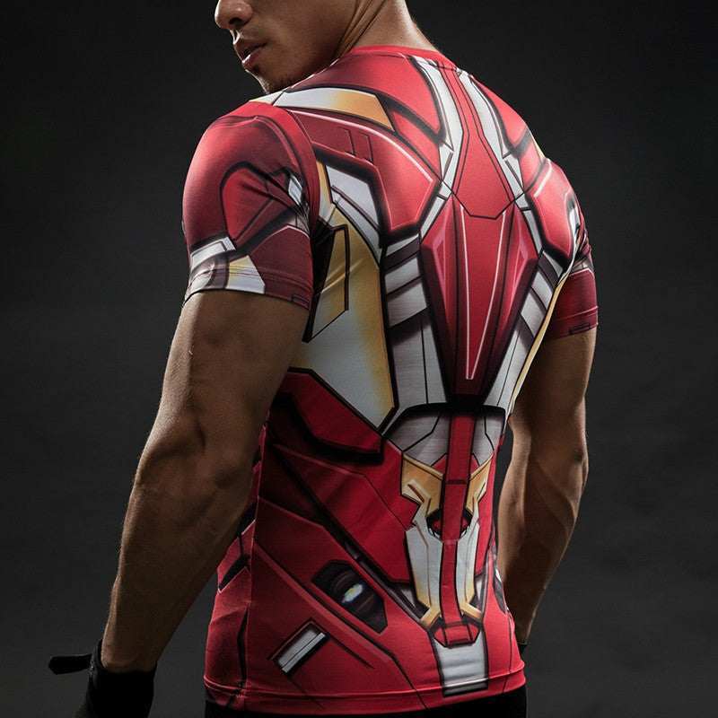 Tony Stark Short Sleeves Red Compression Shirt For Men