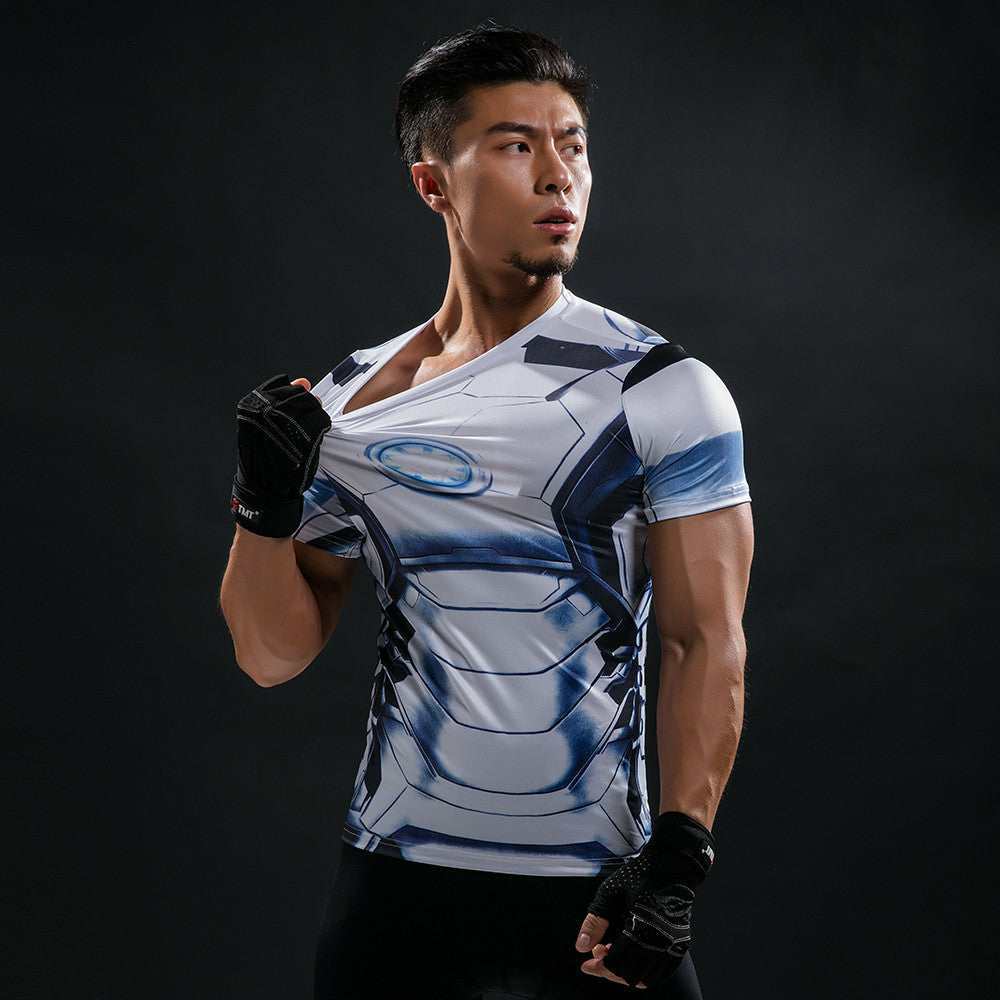 Tony Stark Sports White Compression Shirt For Men